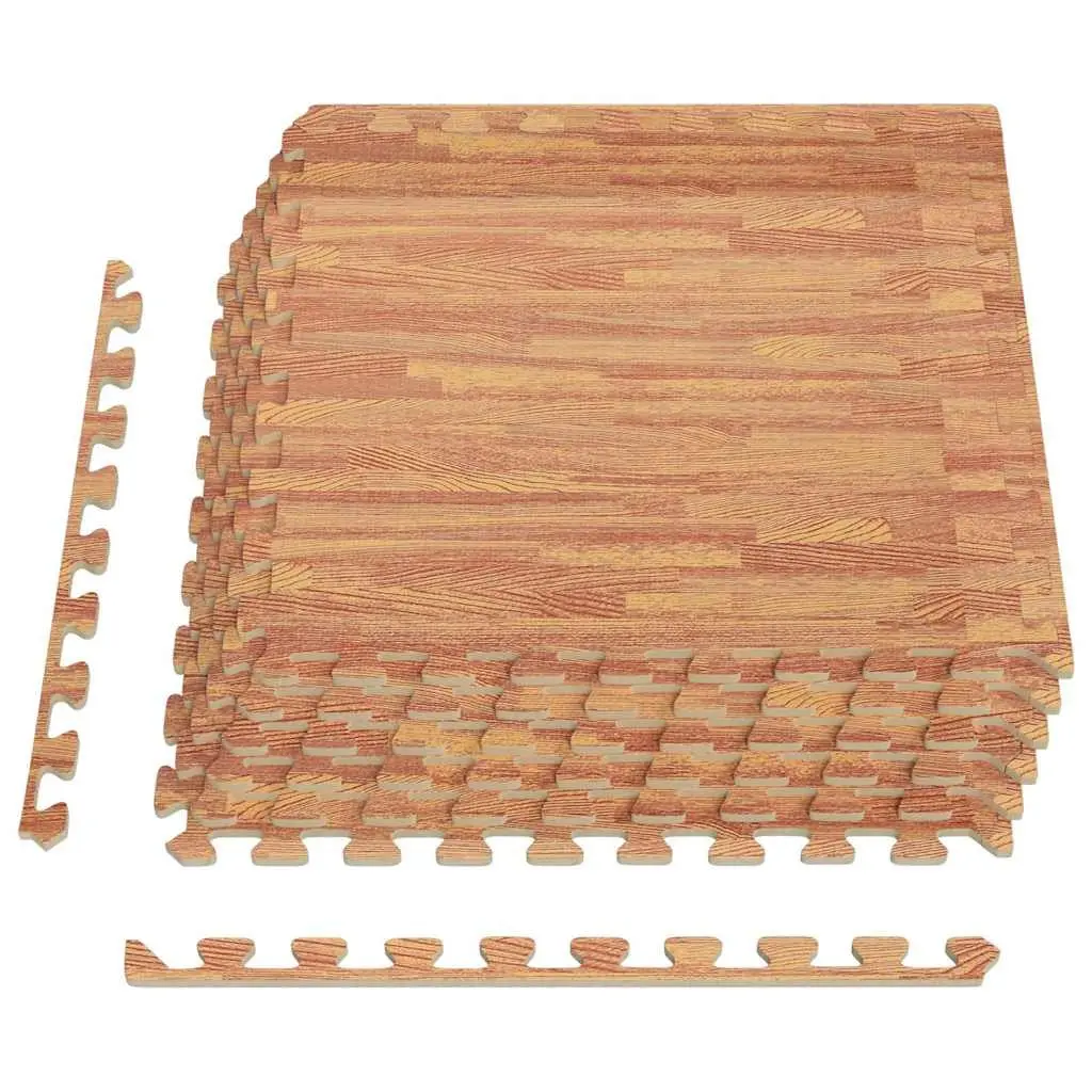Exercise Floor Mats Wood Grain EVA Foam Puzzle Interlocking 6 Piece