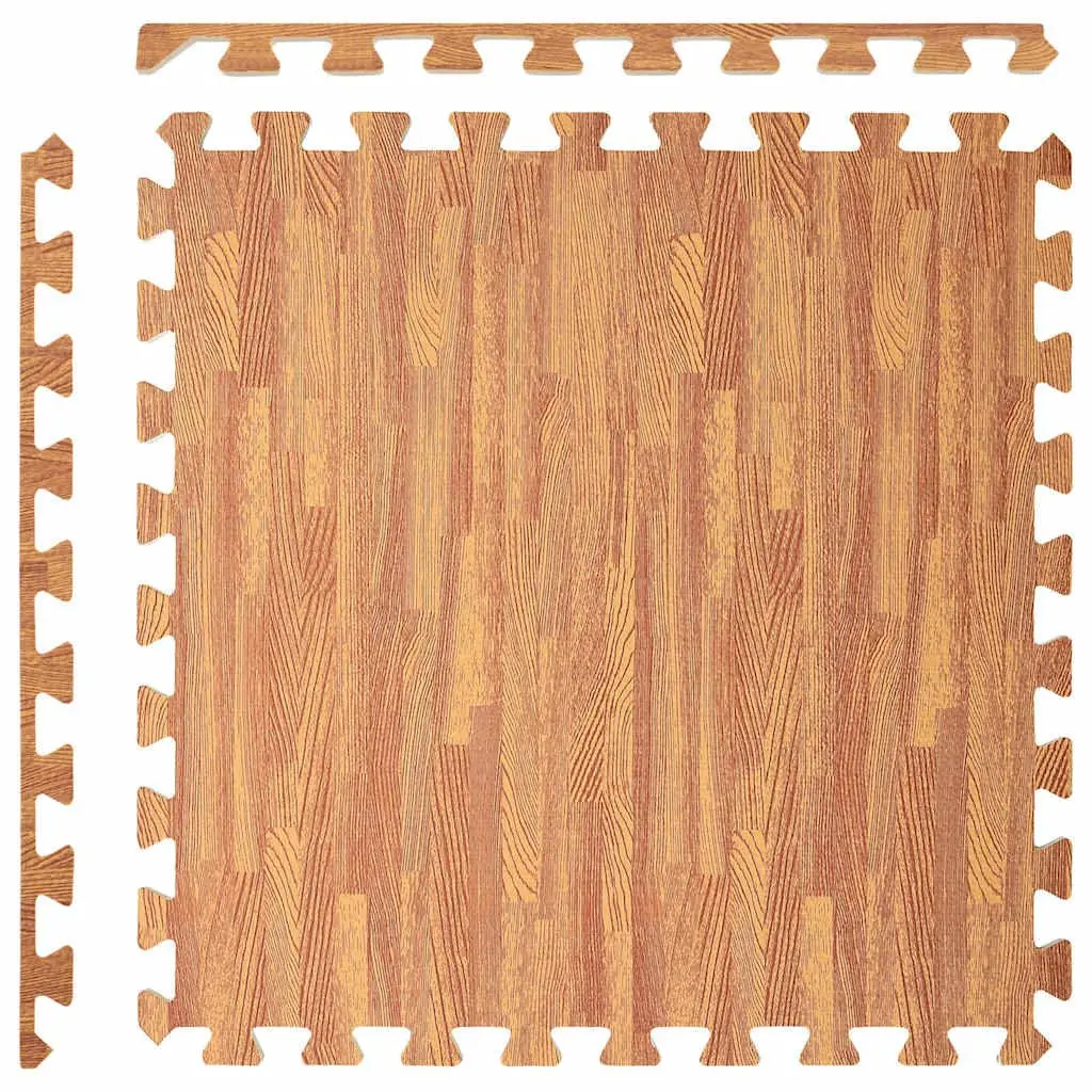 Exercise Floor Mats Wood Grain EVA Foam Puzzle Interlocking 6 Piece