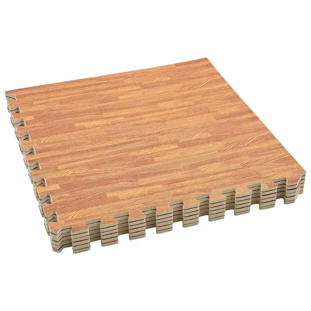 Exercise Floor Mats Interlocking Wood Grain EVA Foam 24 Piece 8.64 m²