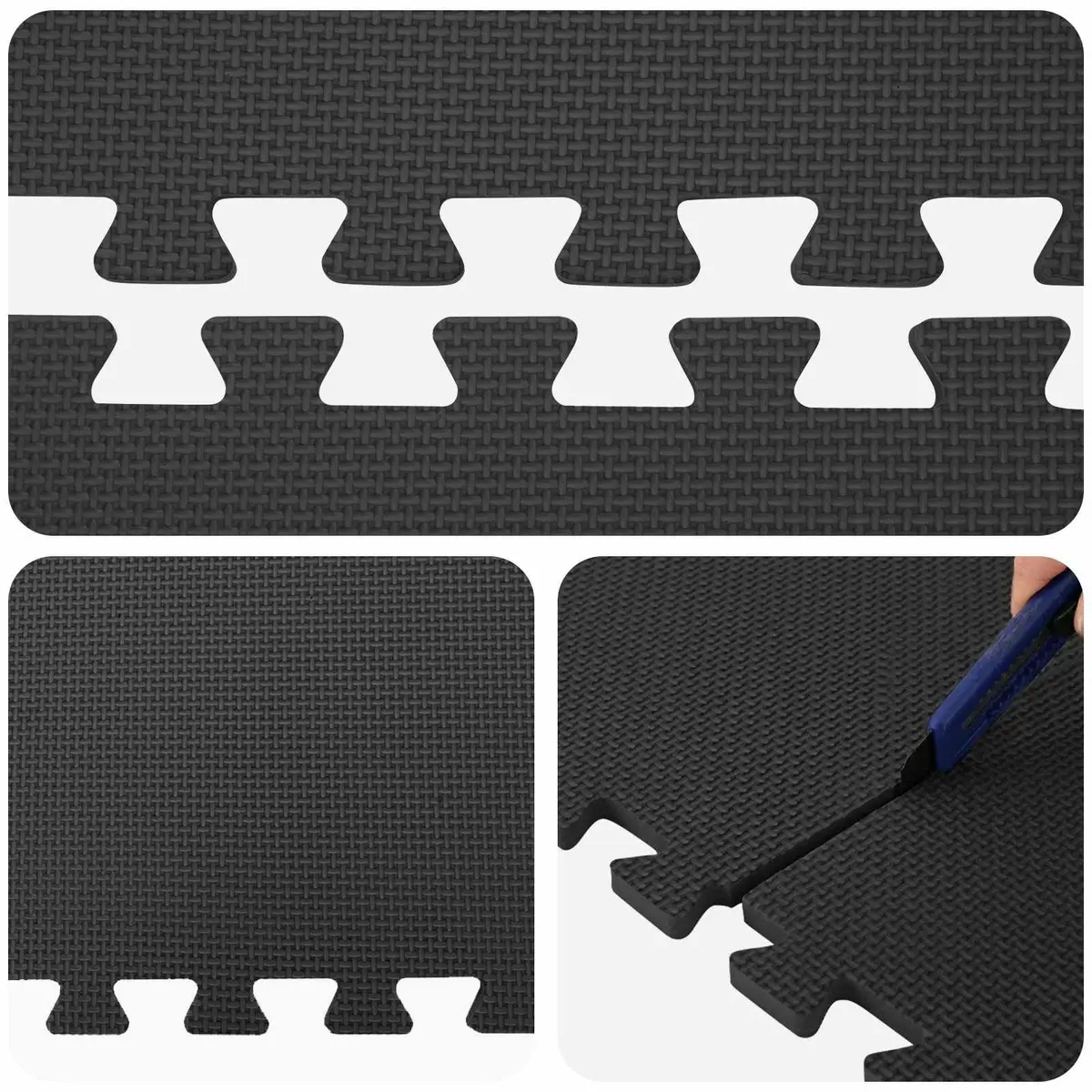 Fitness Equipment EVA Foam Interlocking Exercise Mats Black 24 Piece