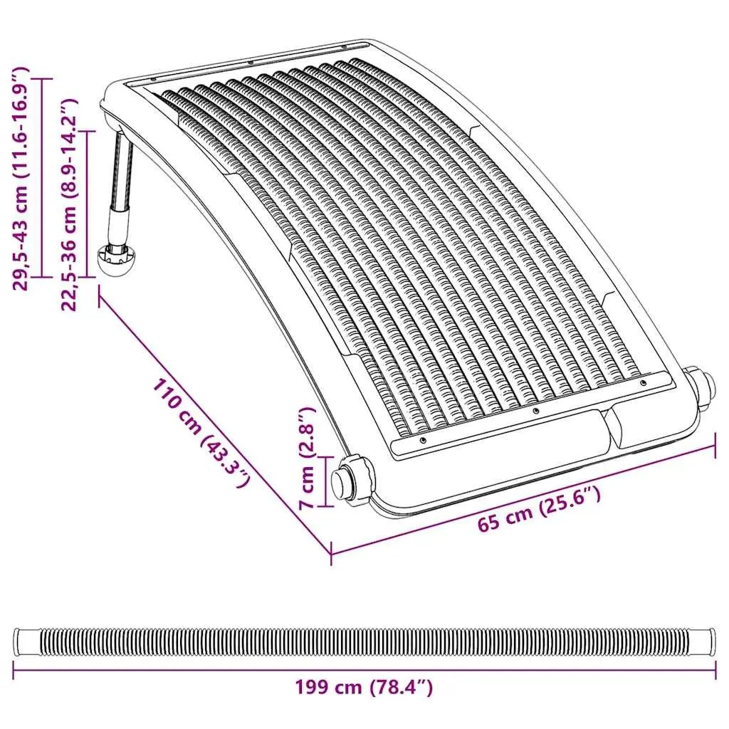 Solar Pool Heater Curved Panel Above Ground Adjustable Heating System 110x65cm