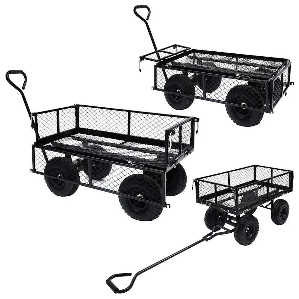Garden Hand Trolley Heavy-Duty Steel 250kg Load Capacity Pneumatic Wheels