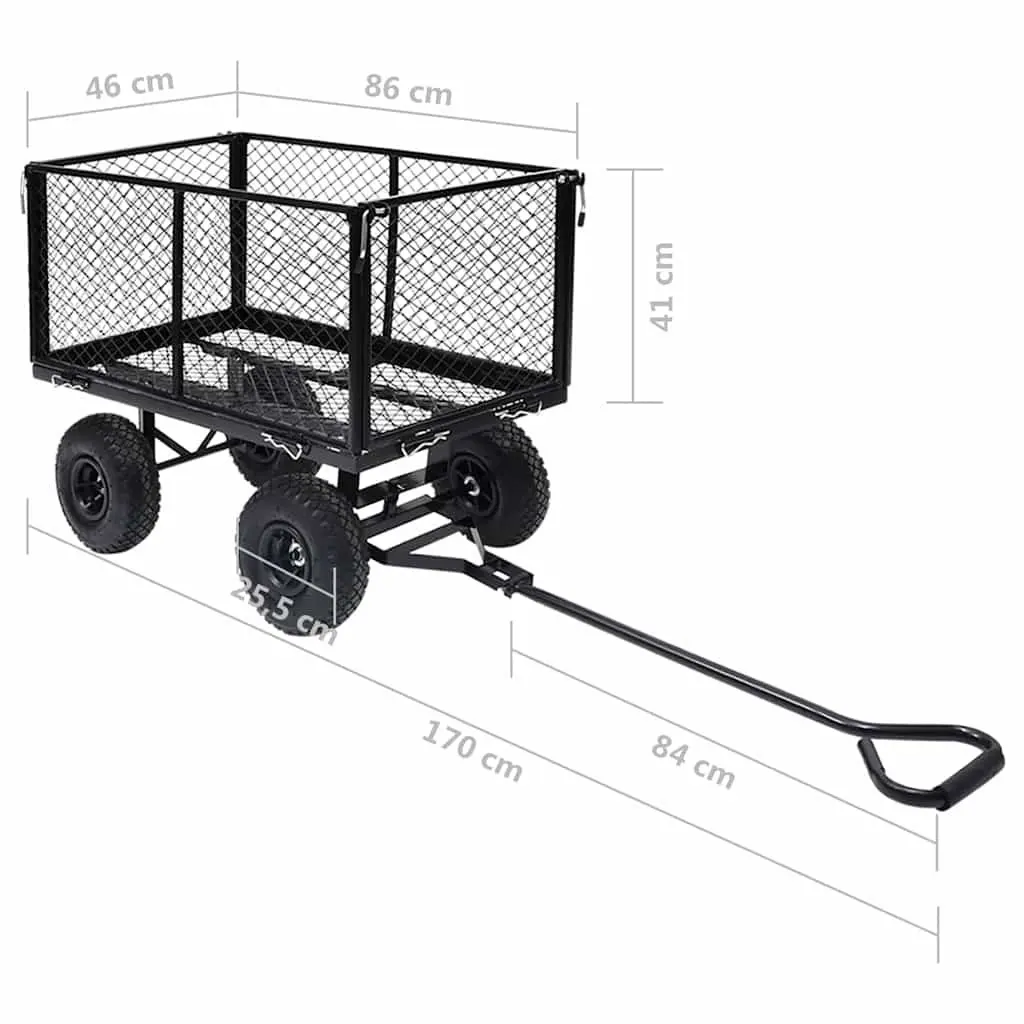 Garden Hand Trolley Black Heavy Duty Steel Cart 350kg Load Capacity Wheels