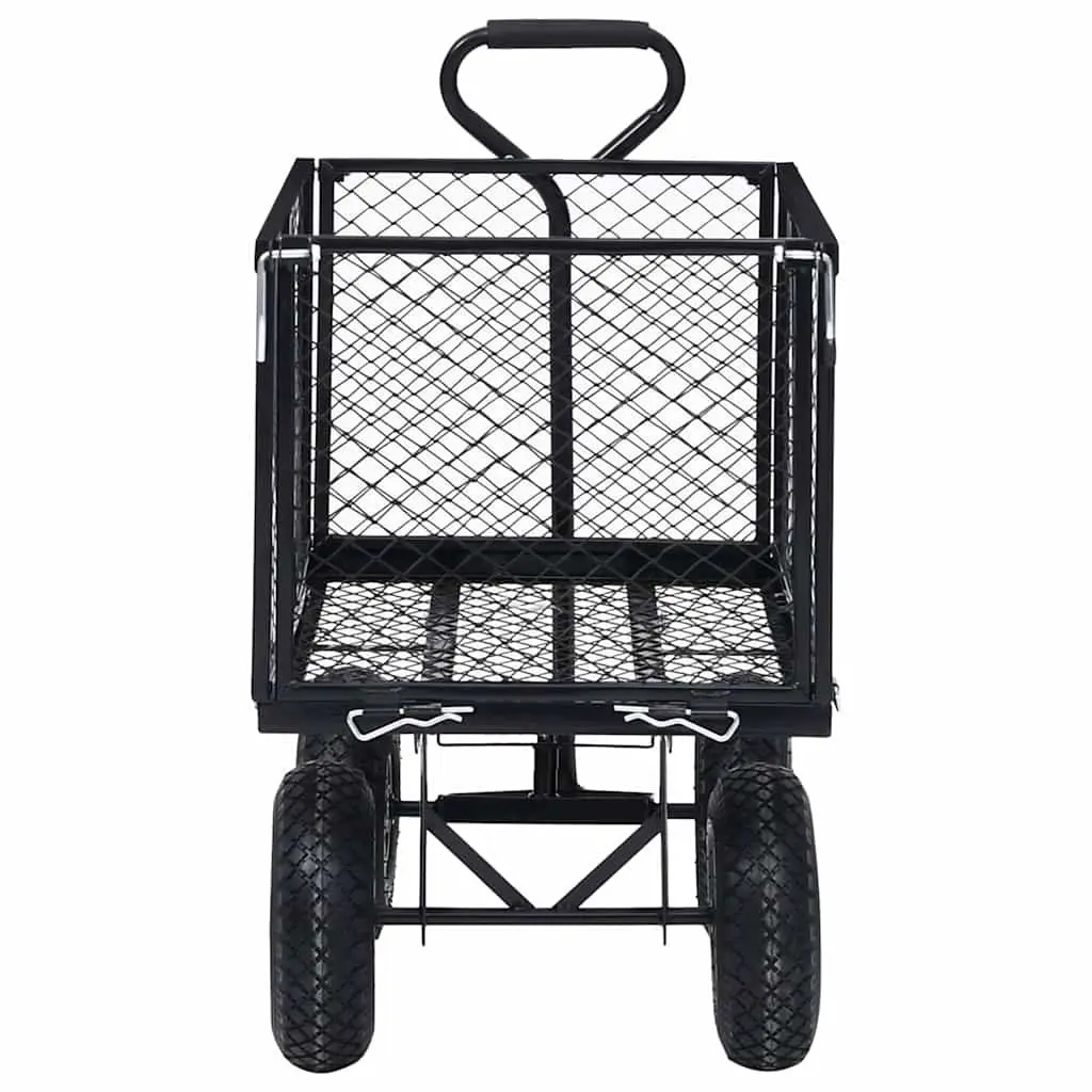 Garden Hand Trolley Black Heavy Duty Steel Cart 350kg Load Capacity Wheels