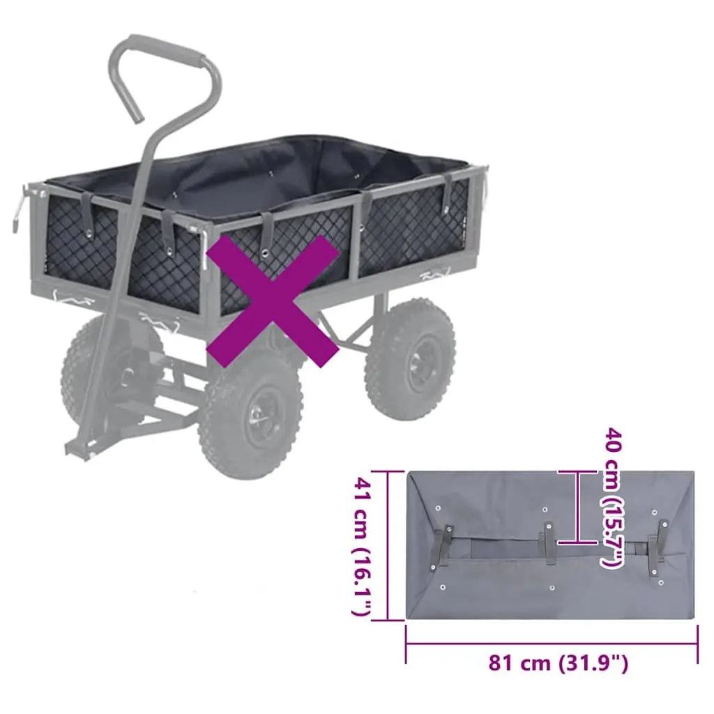 Garden Cart Liner Weather-Resistant Grey 81x41x40cm Fabric Insert