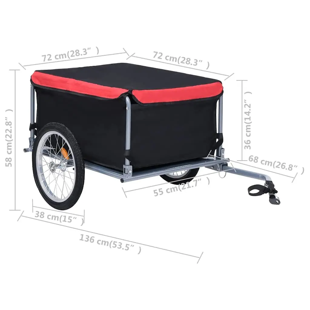 Bike Trailer Steel Frame Foldable Cargo 65kg Load Capacity