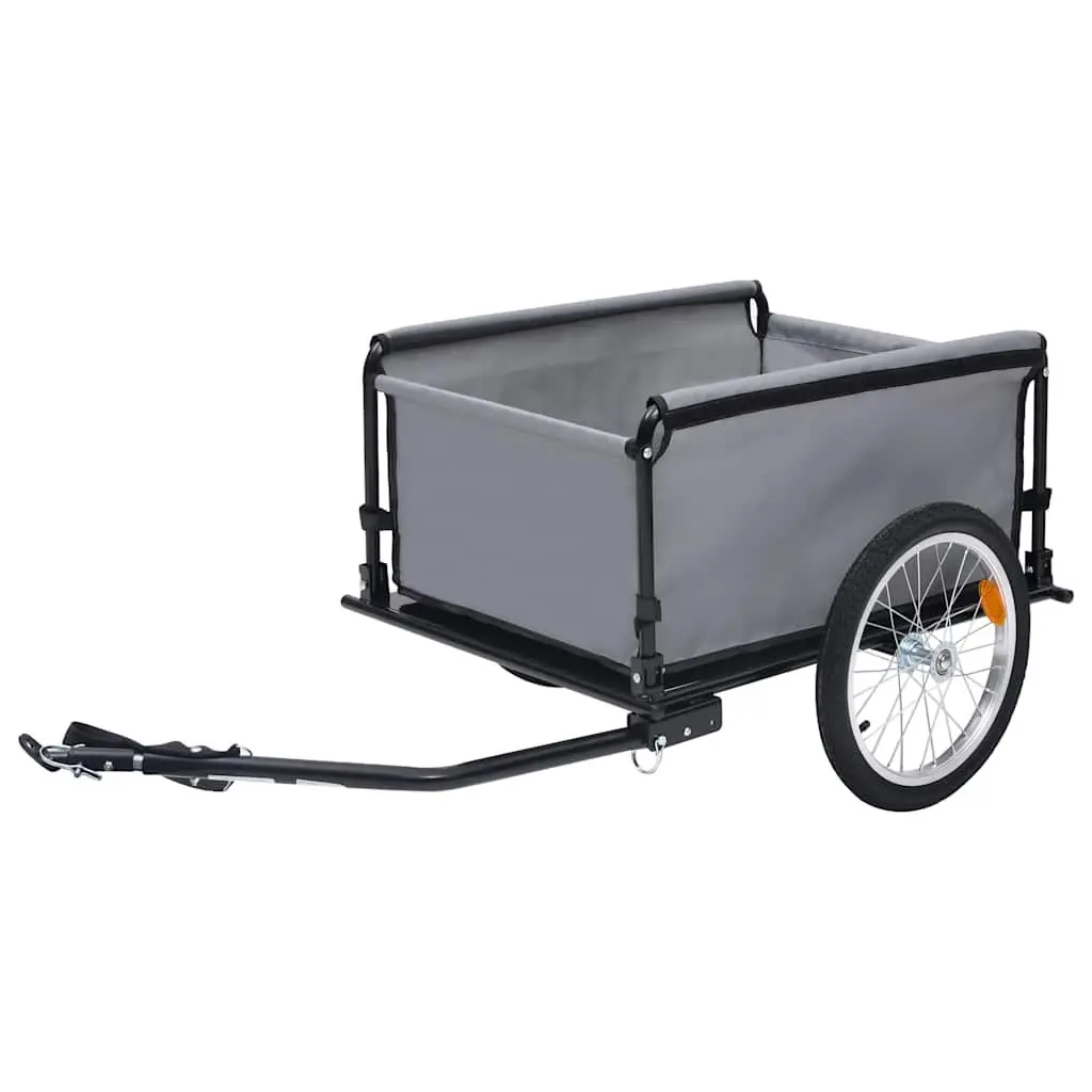 Bike Trailer Grey Foldable Steel Frame 65 kg Capacity Cargo for Commute and Touring