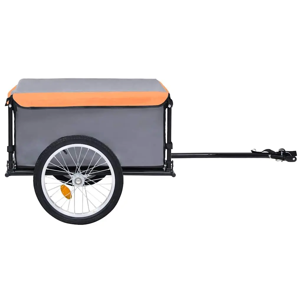 Bike Trailer Grey Foldable Steel Frame 65 kg Capacity Cargo for Commute and Touring