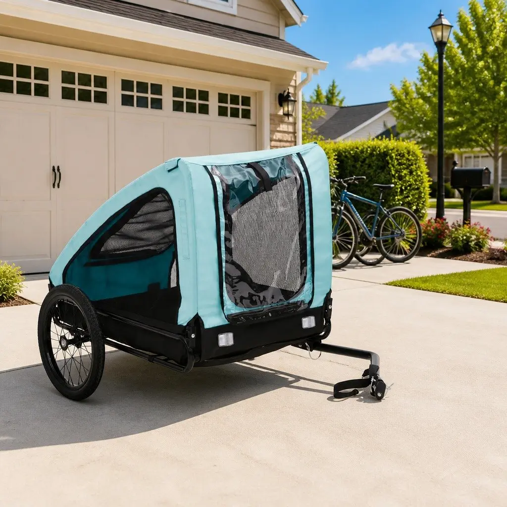 Pet Bike Trailer in Blue with Quick Release Feature