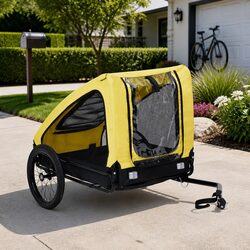 Friendly Yellow Pet Bike Trailer for Outdoor Cycling