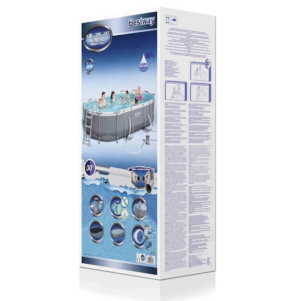 Above Ground Swimming Pool Oval Steel Frame 488x305x107cm