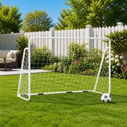 Football Goal with Net White 180x90x120 cm Steel Frame Outdoor Sports