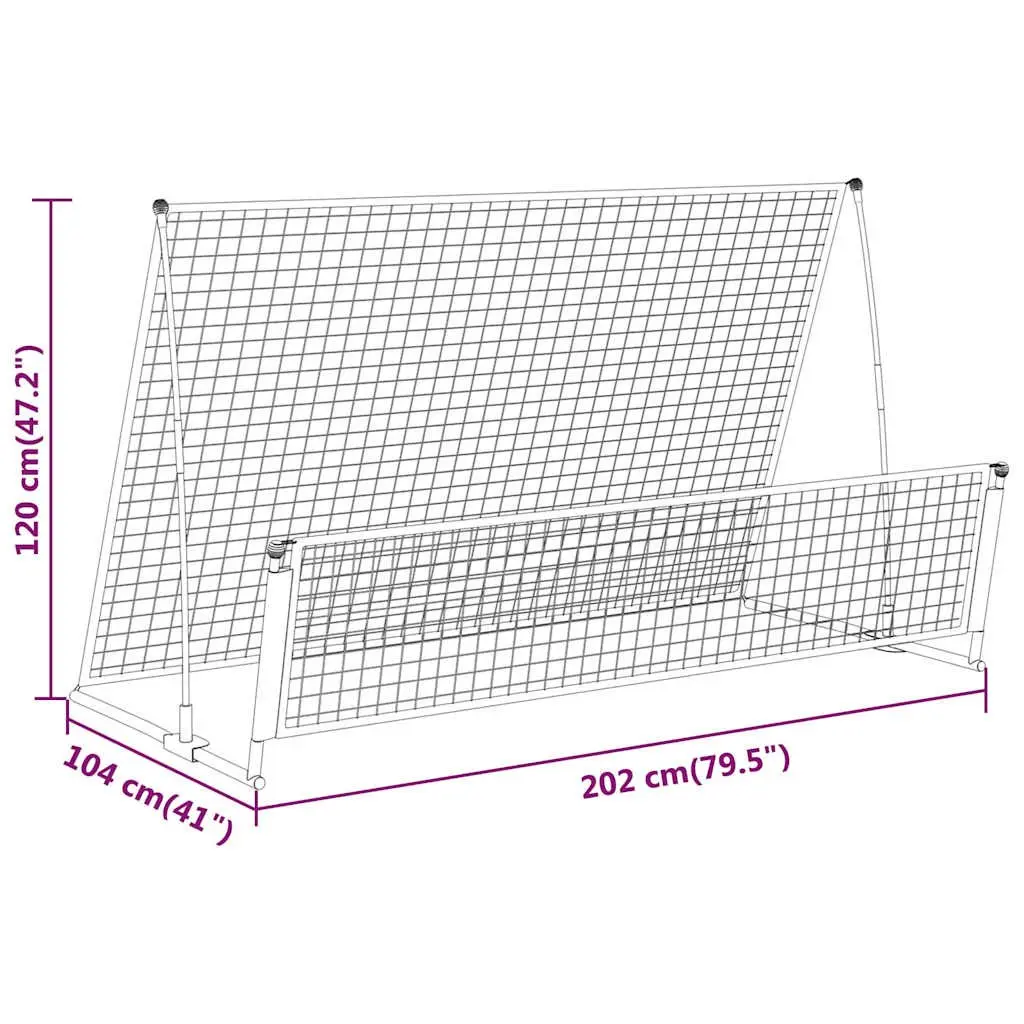 Soccer Rebounder Football Goal Portable 2 in 1 Training Net Steel 202x104x120cm