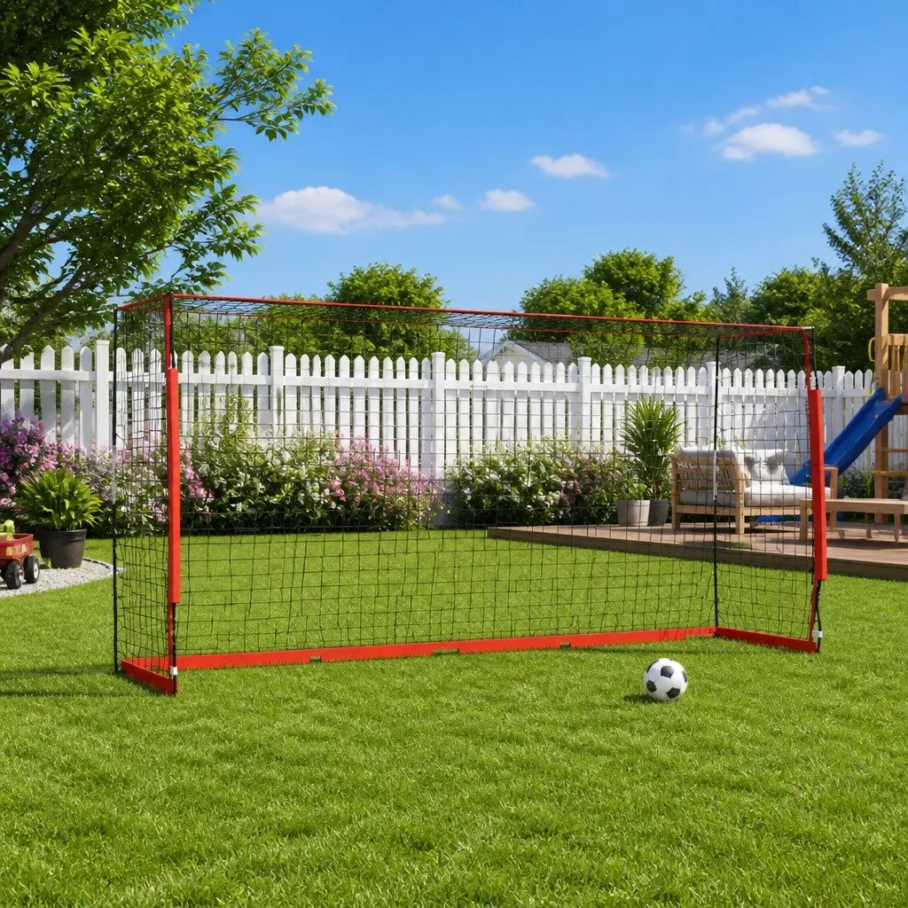 Foldable Soccer Goal 366.5x91x183 cm Steel Frame Portable Football Training Net