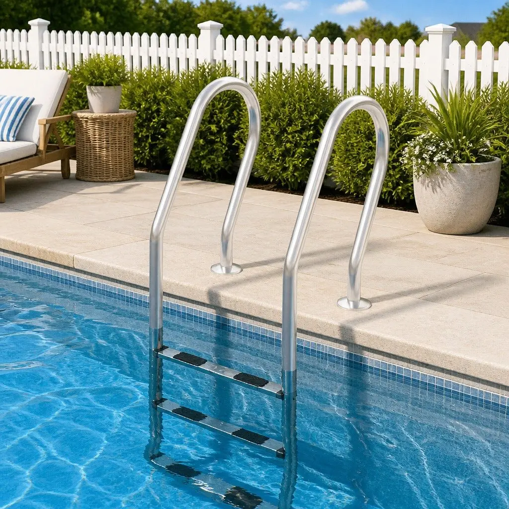 Pool Ladder 54x38x158cm Stainless Steel Steps Non-Slip Curved Handrail