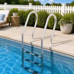 Pool Ladder 54x38x158cm Stainless Steel Steps Non-Slip Curved Handrail