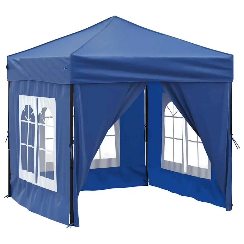Folding Party Tent with Sidewalls Blue 2x2m Outdoor Canopy Gazebo Camping