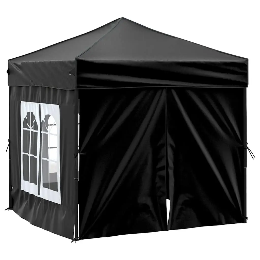 Folding Party Tent with Sidewalls Black 2x2 m Outdoor Canopy Gazebo