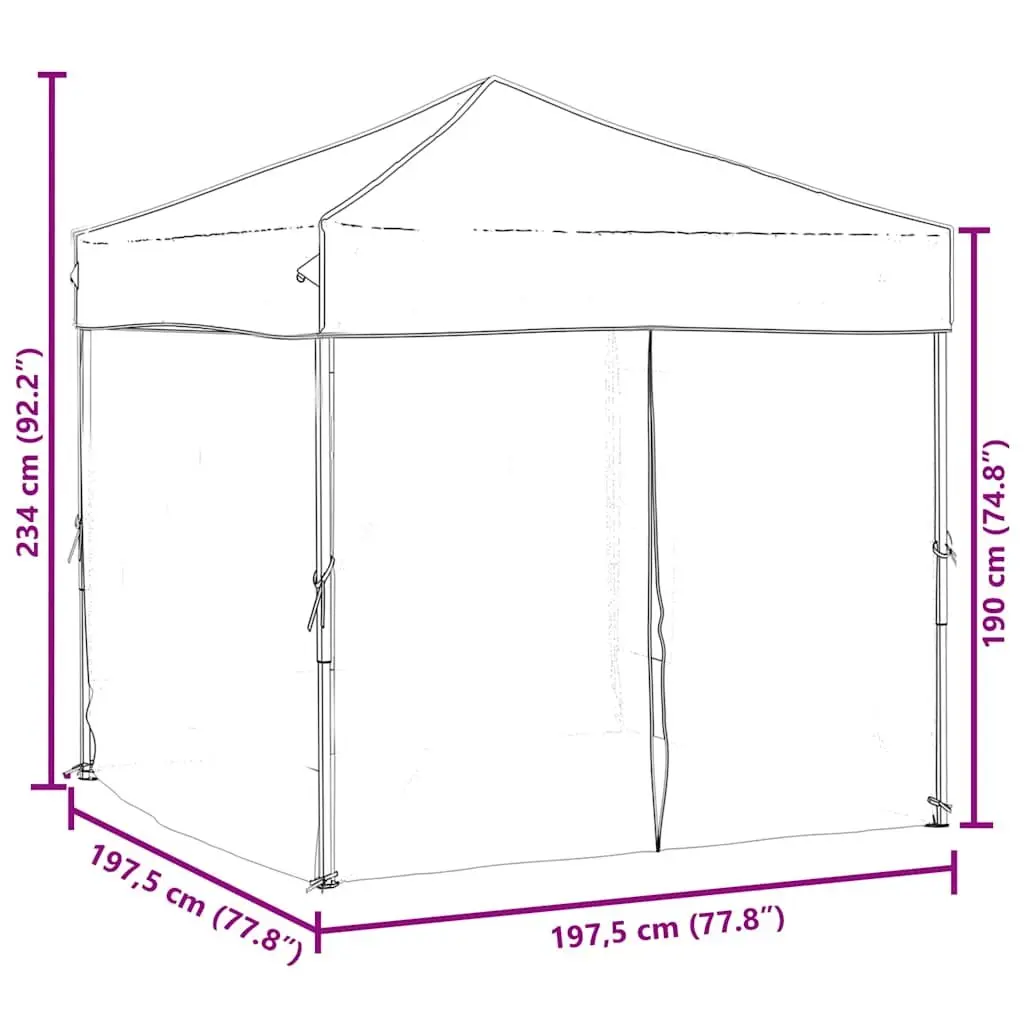 Folding Party Tent with Sidewalls Black 2x2 m Outdoor Canopy Gazebo