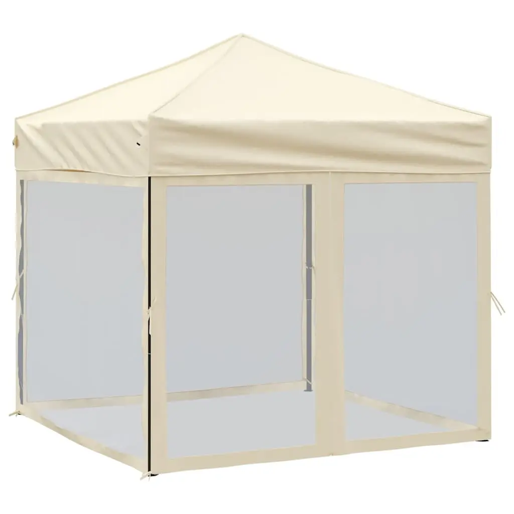 Folding Party Tent with Sidewalls Cream 2x2m Outdoor Gazebo Canopy
