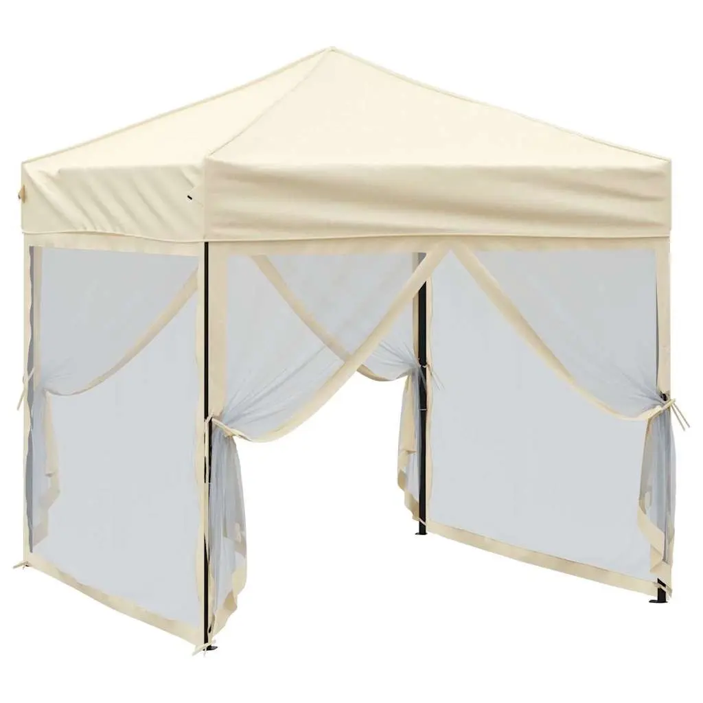 Folding Party Tent with Sidewalls Cream 2x2m Outdoor Gazebo Canopy