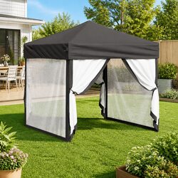 Folding Party Tent with Sidewalls 2x2 m Outdoor Canopy Gazebo Anthracite