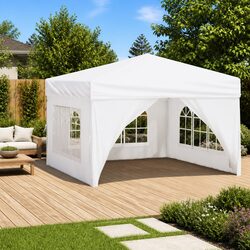 Folding Party Tent with Sidewalls White 3x3m Outdoor Canopy Gazebo Camping