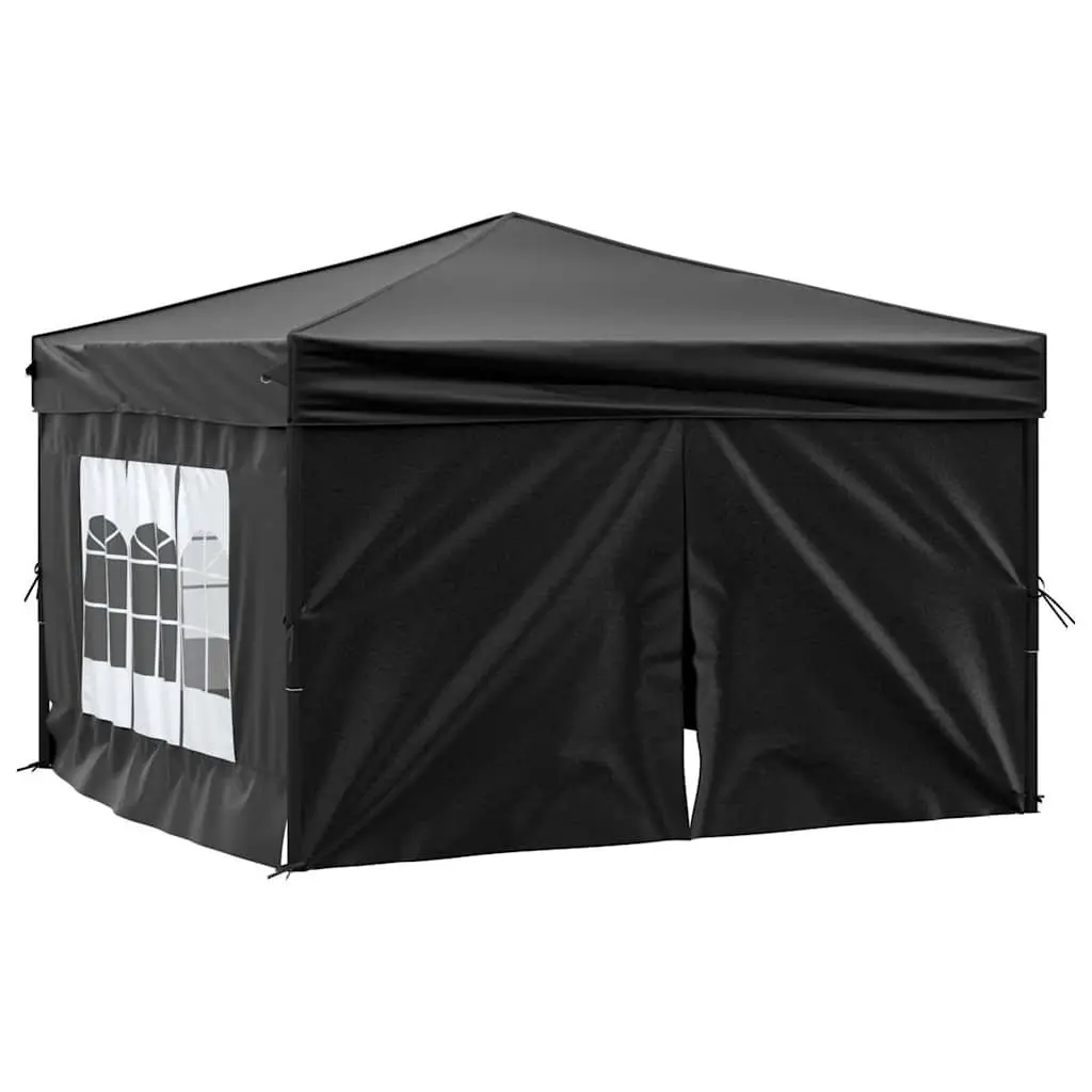 Folding Party Tent with Sidewalls Black 3x3m Portable Outdoor Gazebo Canopy