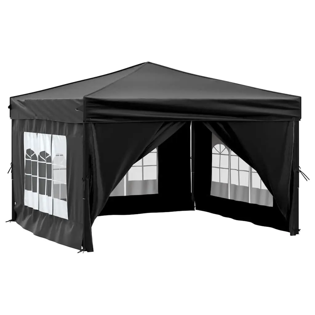 Folding Party Tent with Sidewalls Black 3x3m Portable Outdoor Gazebo Canopy