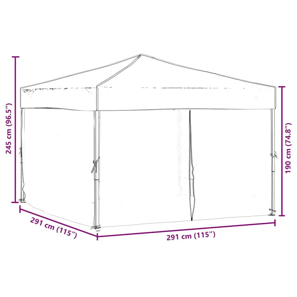 Folding Party Tent with Sidewalls Black 3x3m Portable Outdoor Gazebo Canopy