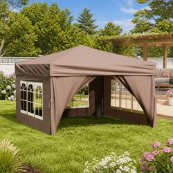 Folding Party Tent with Sidewalls 3x3m Outdoor Canopy Gazebo Taupe Waterproof