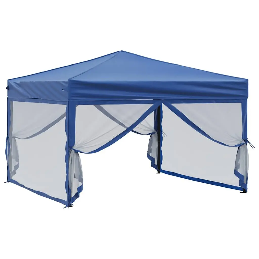 Folding Party Tent with Sidewalls Blue 3x3m Outdoor Canopy Gazebo