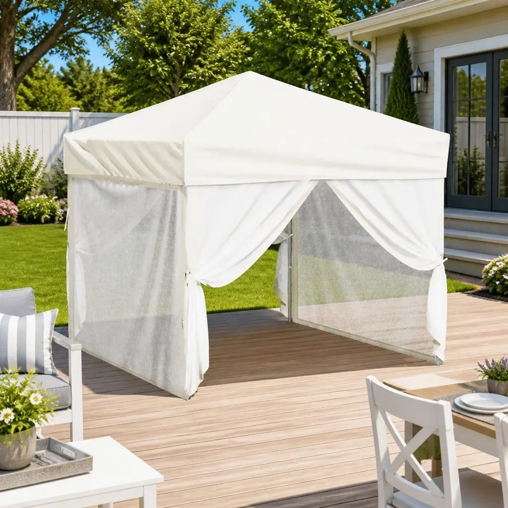 Folding Party Tent with Sidewalls Cream 3x3m Outdoor Canopy Gazebo