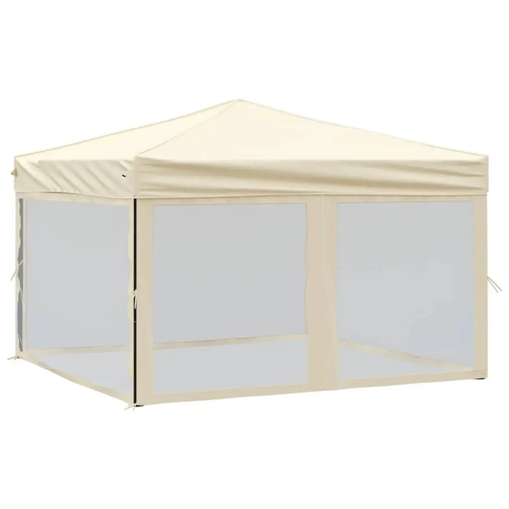 Folding Party Tent with Sidewalls Cream 3x3m Outdoor Canopy Gazebo