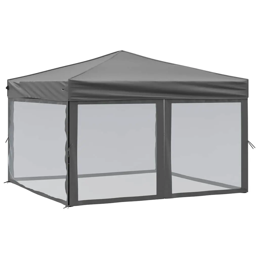 Outdoor Folding Canopy Tent with Sidewalls 3x3m Anthracite