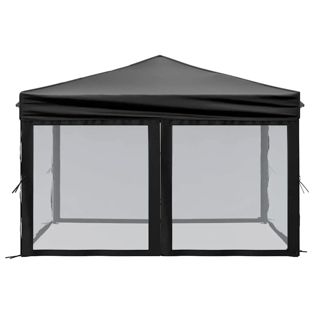 Folding Party Tent Portable 3x3m Outdoor Canopy Gazebo Black with Sidewalls