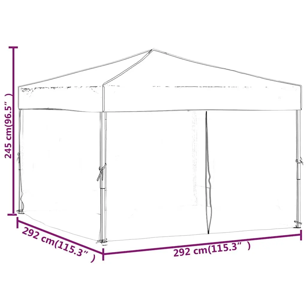 Folding Party Tent Portable 3x3m Outdoor Canopy Gazebo Black with Sidewalls