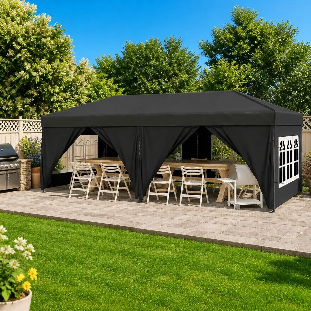 Folding Party Tent with Sidewalls Anthracite 3x6 m Outdoor Canopy
