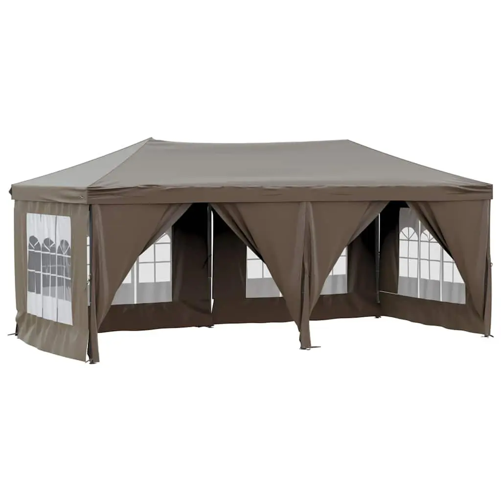 Folding Party Tent with Sidewalls Taupe 3x6m Outdoor Canopy Gazebo