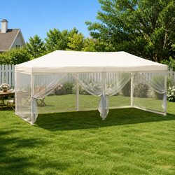 Folding Party Tent with Sidewalls Cream 3x6 m Outdoor Gazebo Canopy