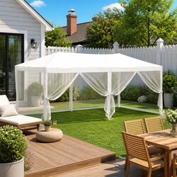 Folding Party Tent with Sidewalls White 3x6m Outdoor Canopy Gazebo Event