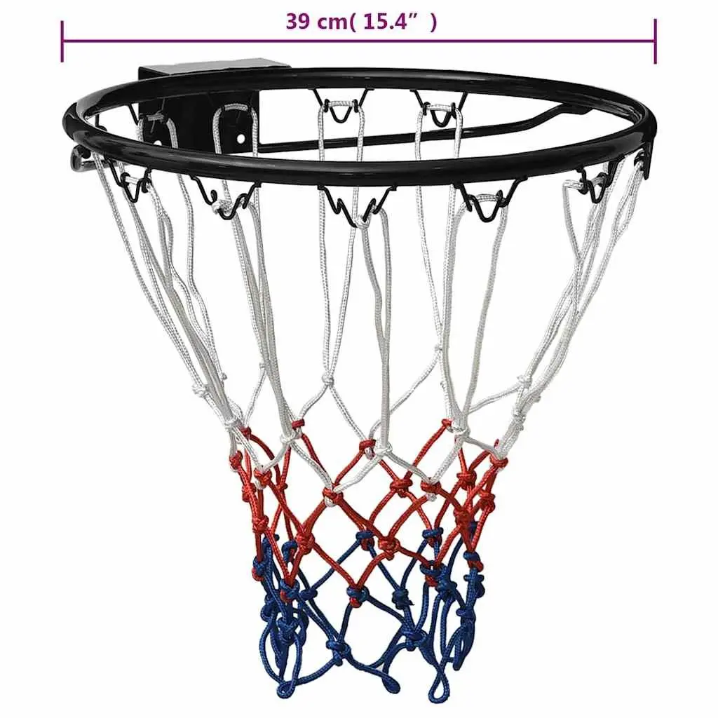 Basketball Rim Steel Frame 39 cm Wall-Mounted Nylon Net Indoor Outdoor
