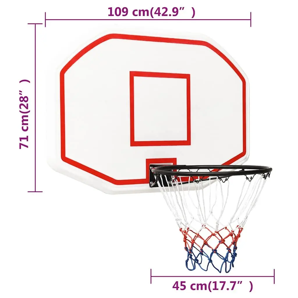 Basketball Backboard Wall-Mounted White 109x71cm Indoor Outdoor Game Practice