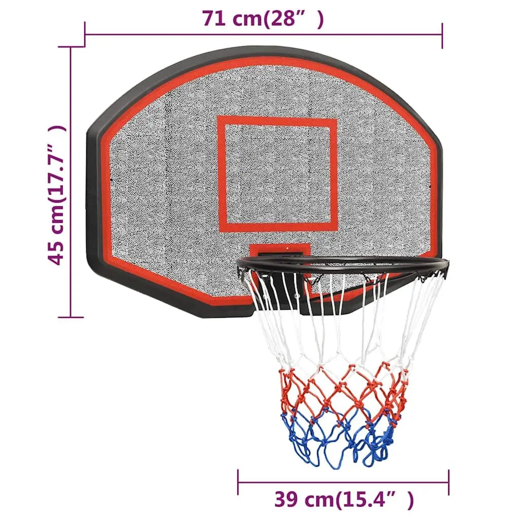 Basketball Backboard Wall-Mounted Black 71x45cm Indoor Outdoor Practice