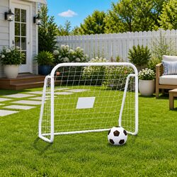 Football Goal with Net White 125x96x60cm Steel Frame Polyester Training