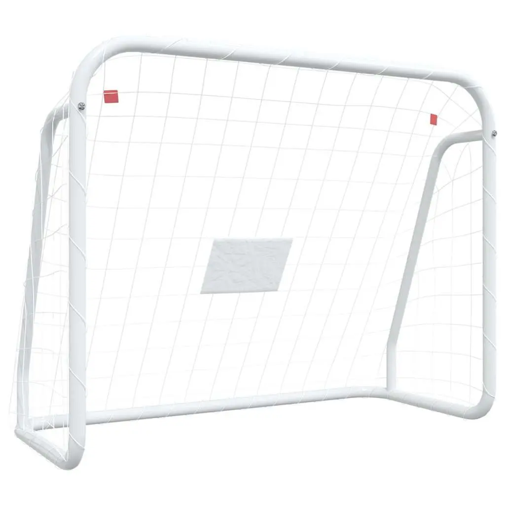 Football Goal with Net Steel Frame White 125x96x60cm Polyester Training