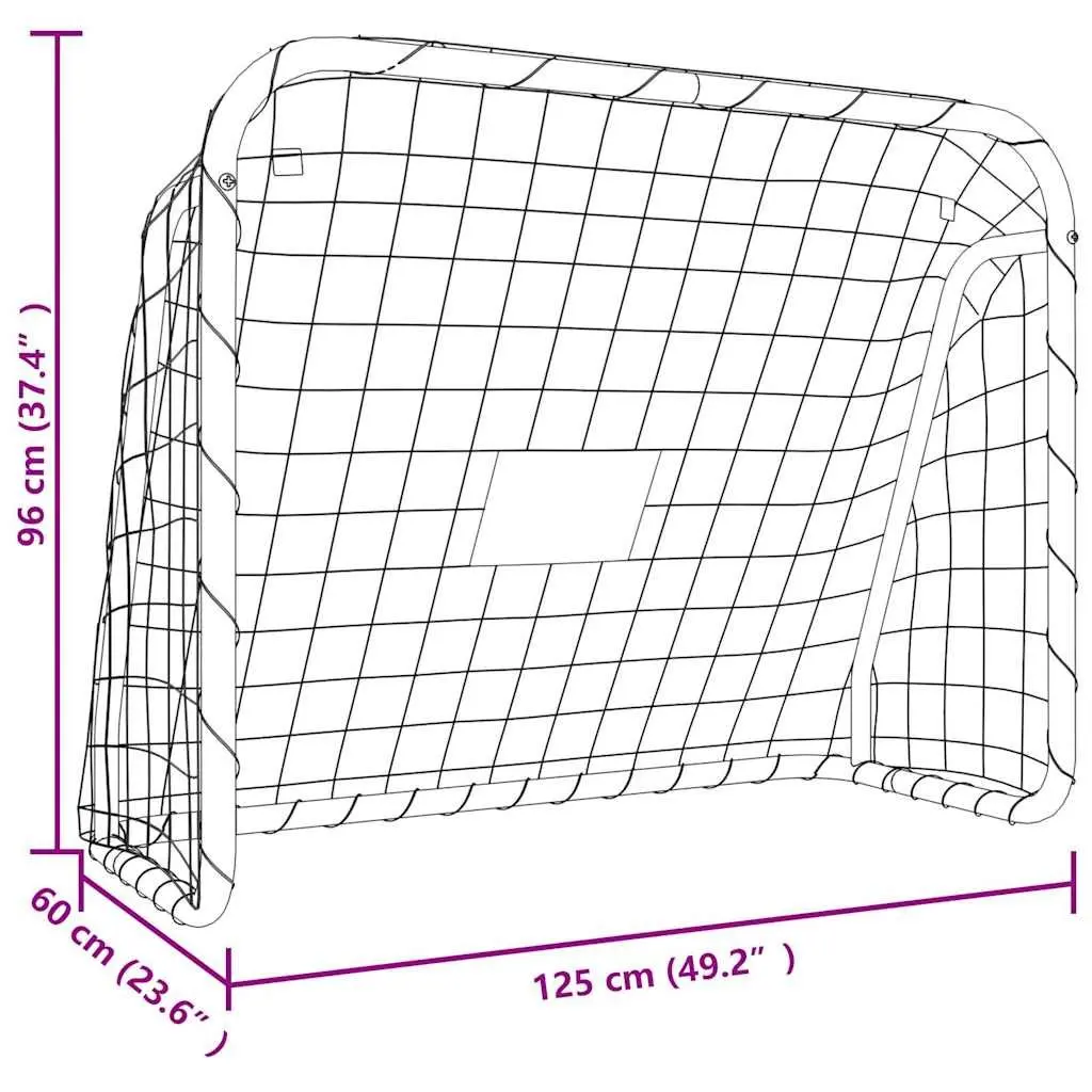 Football Goal with Net Steel Frame White 125x96x60cm Polyester Training