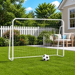 Football Goal with Net White 214x75x152cm Steel Frame Polyester Training