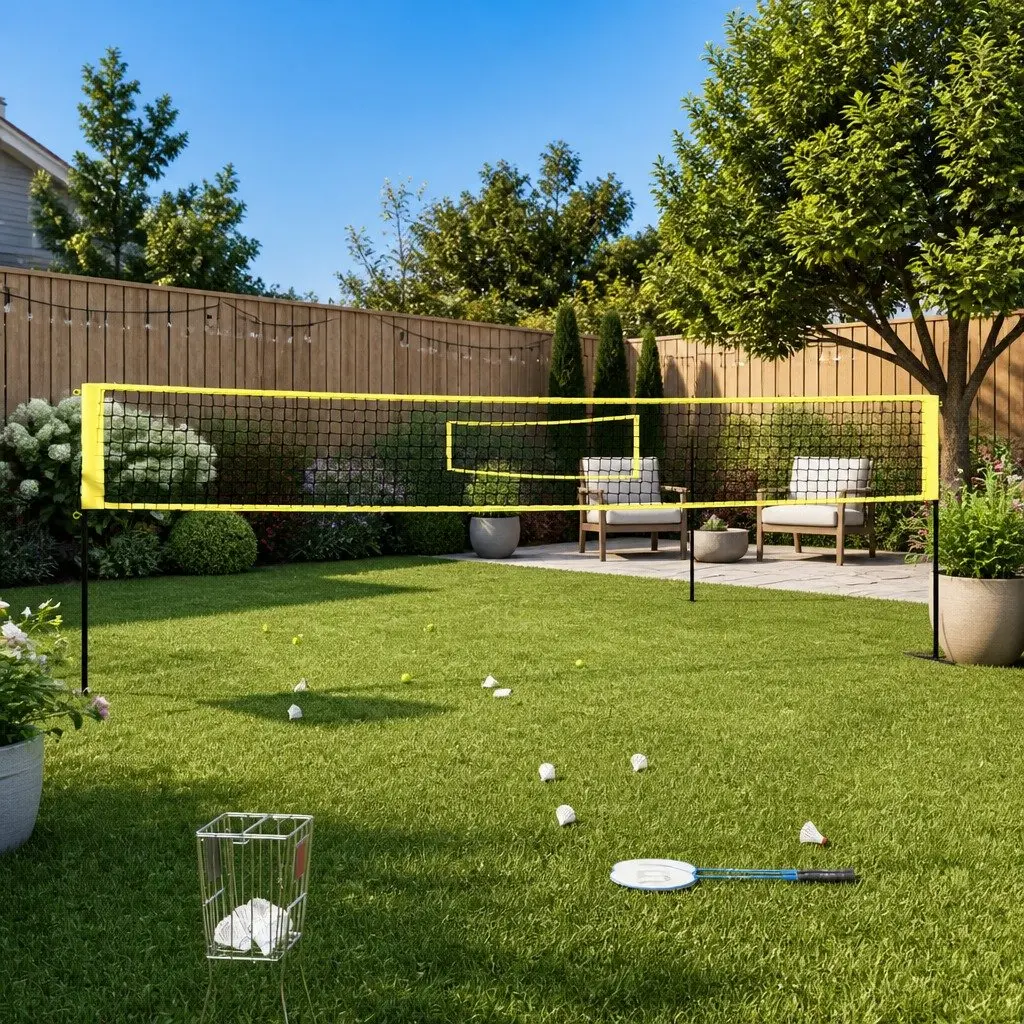 Badminton Net Portable UV Resistant PE Fabric 600x155 cm Yellow Black