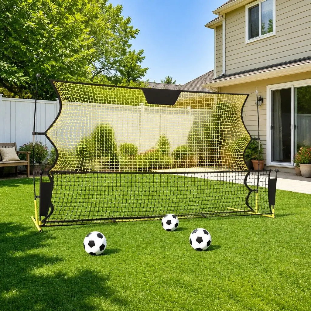 Football Rebounder Net Black and Yellow 183x85x120 cm Soccer Training Rebound